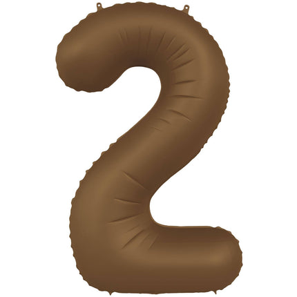 Feestbazaar Folieballon Cijfer 2 Bruin Mat (86cm)