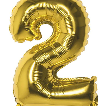 Feestbazaar Folieballon cijfer 2 goud 36cm