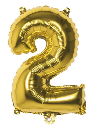 Feestbazaar Folieballon cijfer 2 goud 36cm