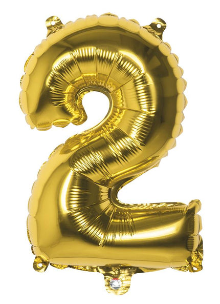Feestbazaar Folieballon cijfer 2 goud 36cm
