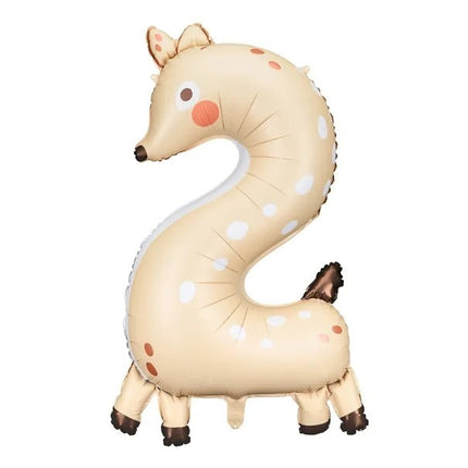 Feestbazaar Folieballon Cijfer 2 Hert (88cm)
