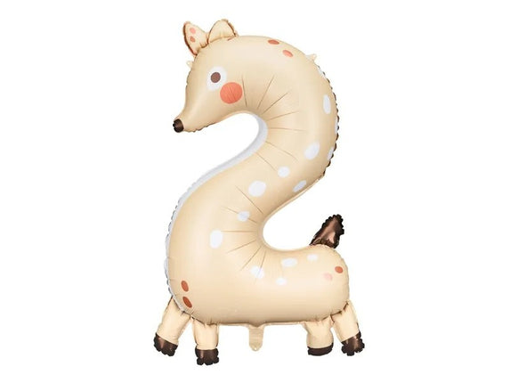 Feestbazaar Folieballon Cijfer 2 Hert (88cm)