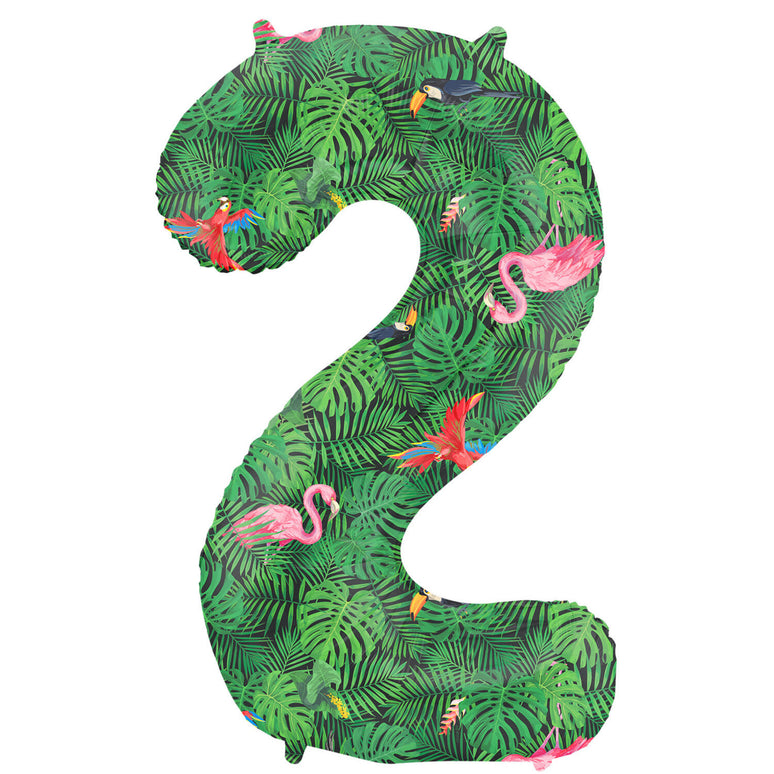 Feestbazaar Folieballon Cijfer 2 Jungle Print (86cm)