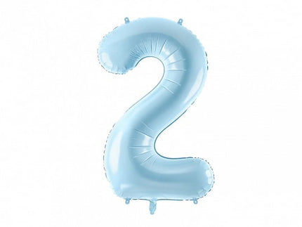 Feestbazaar Folieballon cijfer 2 lichtblauw 86cm