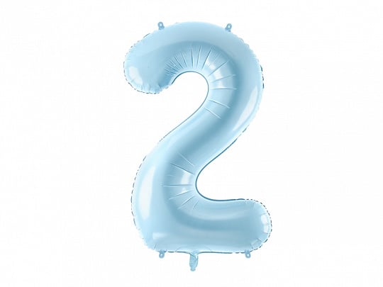 Feestbazaar Folieballon cijfer 2 lichtblauw 86cm