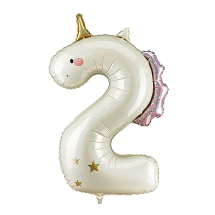 Feestbazaar Folieballon Cijfer 2 Unicorn (93cm)