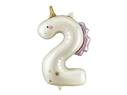 Feestbazaar Folieballon Cijfer 2 Unicorn (93cm)