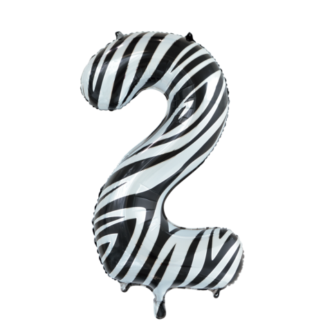 Feestbazaar Folieballon Cijfer 2 Zebra (86cm)