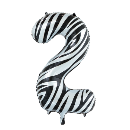 Feestbazaar Folieballon Cijfer 2 Zebra (86cm)