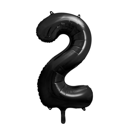 Feestbazaar Folieballon Cijfer 2 Zwart (86cm)