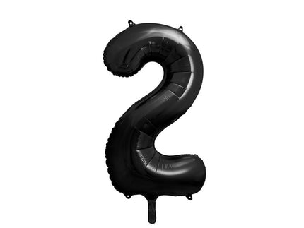 Feestbazaar Folieballon Cijfer 2 Zwart (86cm)