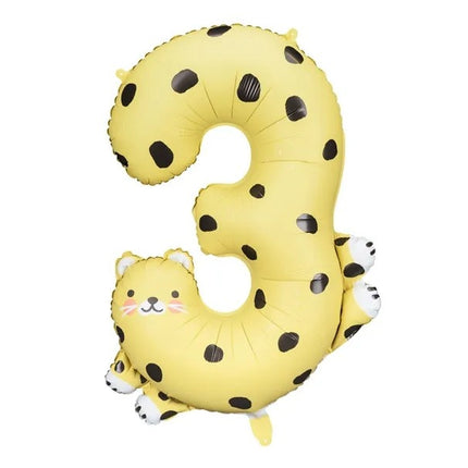 Feestbazaar Folieballon Cijfer 3 Cheeta (75cm)