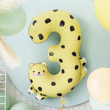 Feestbazaar Folieballon Cijfer 3 Cheeta (75cm)