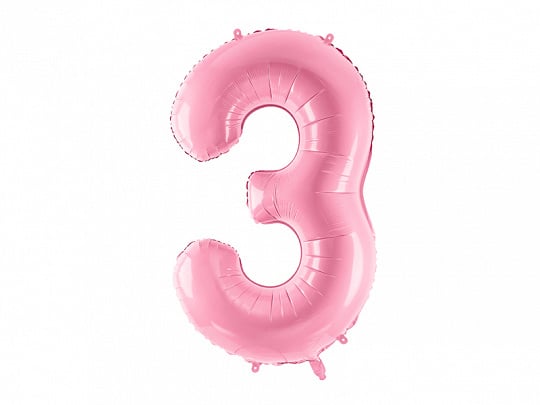 Feestbazaar Folieballon cijfer 3 roze 86cm