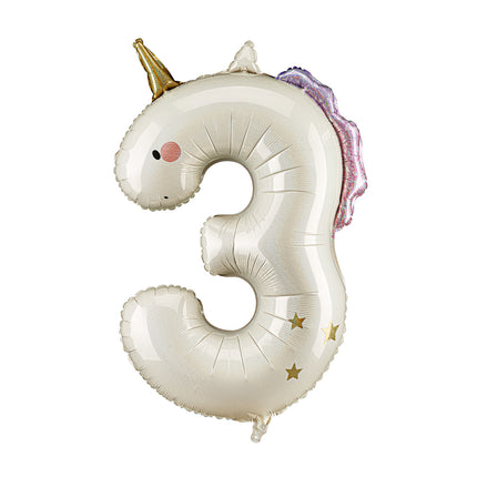Feestbazaar Folieballon Cijfer 3 Unicorn (93cm)