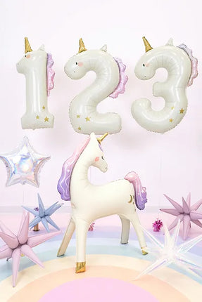 Feestbazaar Folieballon Cijfer 3 Unicorn (93cm)