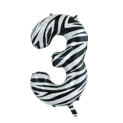 Feestbazaar Folieballon Cijfer 3 Zebra (86cm)