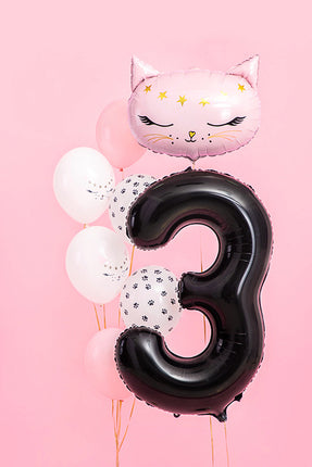 Feestbazaar Folieballon Cijfer 3 Zwart (86cm)