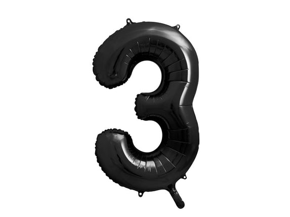 Feestbazaar Folieballon Cijfer 3 Zwart (86cm)