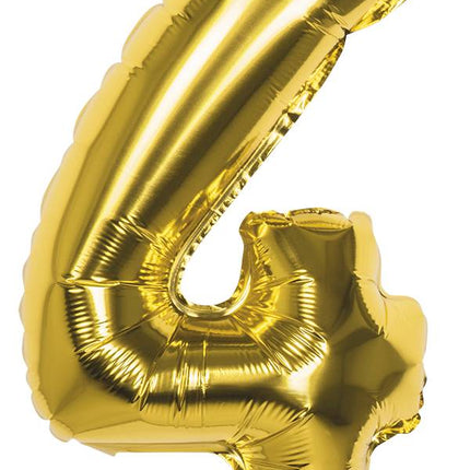 Feestbazaar Folieballon Cijfer '4' Goud 36cm