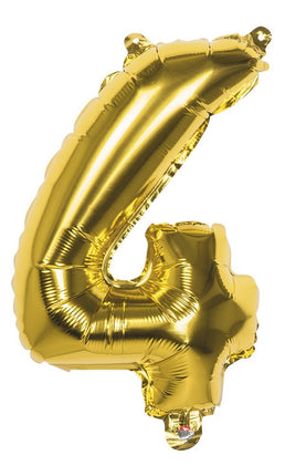 Feestbazaar Folieballon Cijfer '4' Goud 36cm