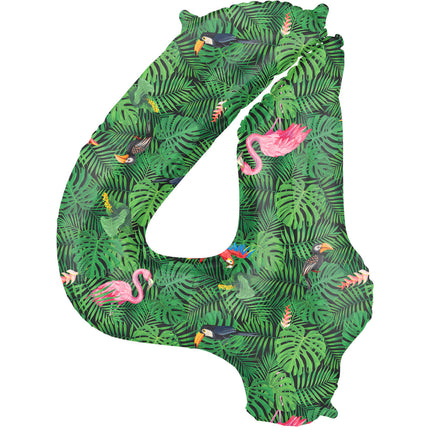 Feestbazaar Folieballon Cijfer 4 Jungle Print (86cm)