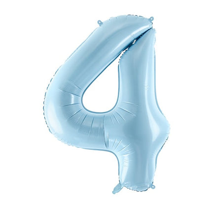Feestbazaar Folieballon cijfer 4 lichtblauw 86cm