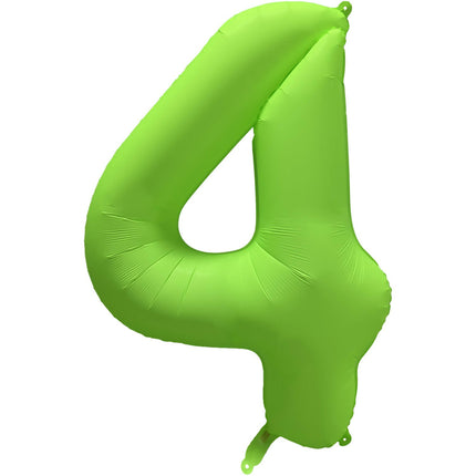 Feestbazaar Folieballon Cijfer 4 Neon Groen (86cm)
