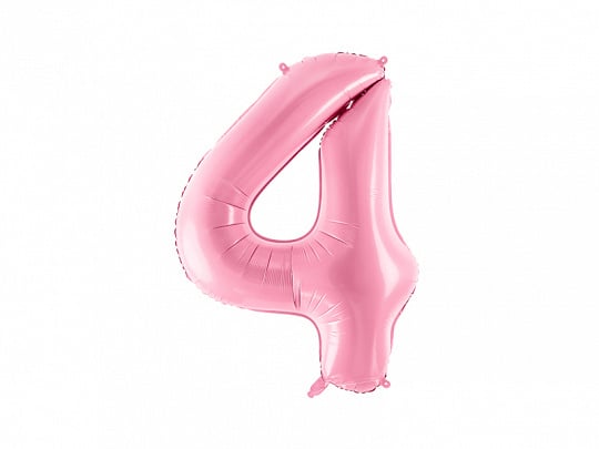 Feestbazaar Folieballon cijfer 4 roze 86cm