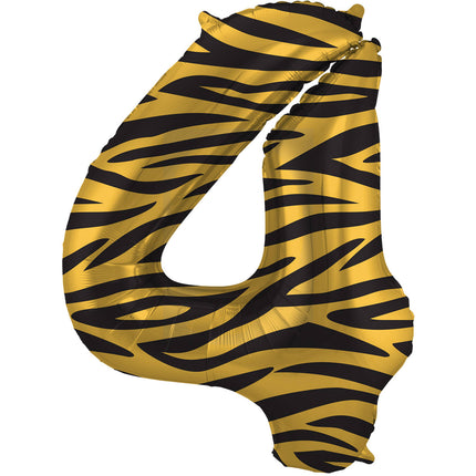 Feestbazaar Folieballon Cijfer 4 Tijger Chic (86cm)