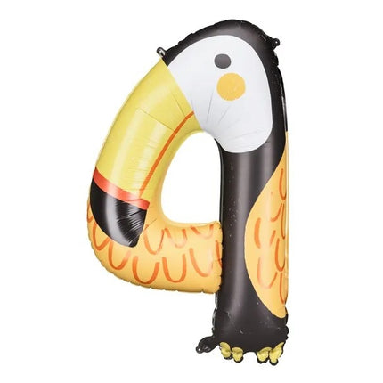 Feestbazaar Folieballon Cijfer 4 Toekan (80cm)