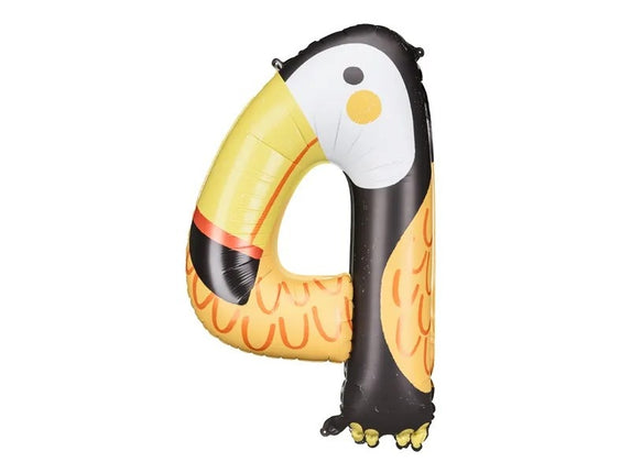 Feestbazaar Folieballon Cijfer 4 Toekan (80cm)