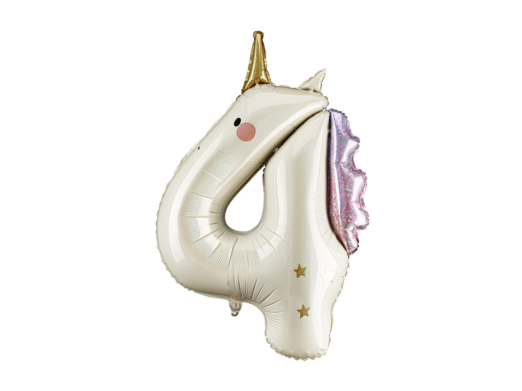 Feestbazaar Folieballon Cijfer 4 Unicorn (93cm)