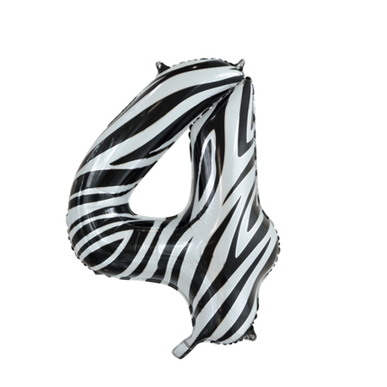 Feestbazaar Folieballon Cijfer 4 Zebra (86cm)