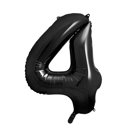 Feestbazaar Folieballon Cijfer 4 Zwart (86cm)