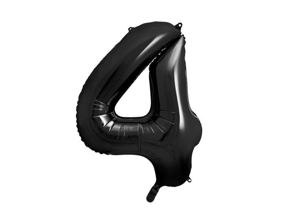 Feestbazaar Folieballon Cijfer 4 Zwart (86cm)