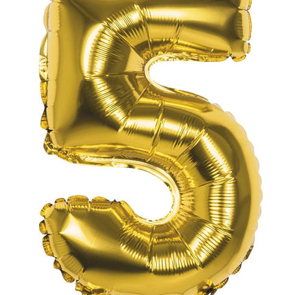 Feestbazaar Folieballon Cijfer '5' Goud 36cm