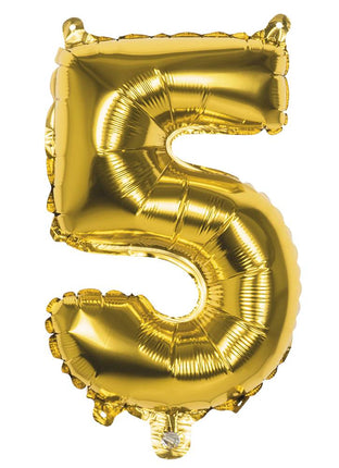 Feestbazaar Folieballon Cijfer '5' Goud 36cm
