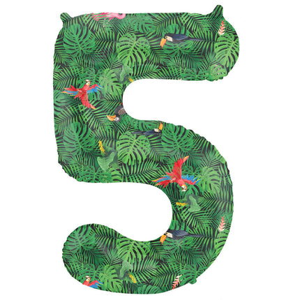 Feestbazaar Folieballon Cijfer 5 Jungle Print (86cm)