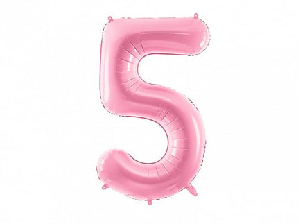 Feestbazaar Folieballon cijfer 5 roze 86cm