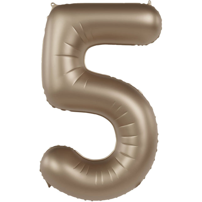 Feestbazaar Folieballon Cijfer 5 Starlight Gold (86cm)