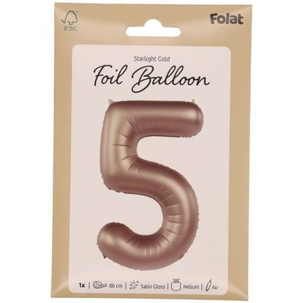 Feestbazaar Folieballon Cijfer 5 Starlight Gold (86cm)