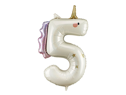 Feestbazaar Folieballon Cijfer 5 Unicorn (93cm)