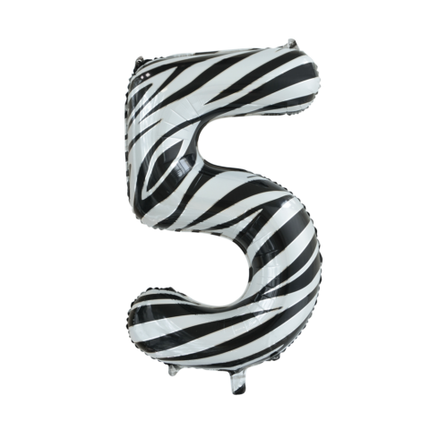 Feestbazaar Folieballon Cijfer 5 Zebra (86cm)