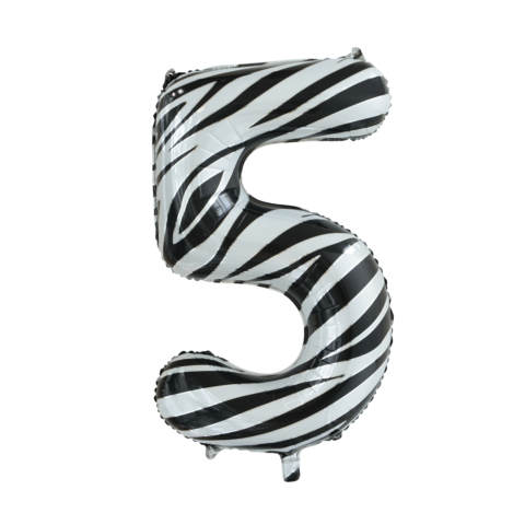 Feestbazaar Folieballon Cijfer 5 Zebra (86cm)