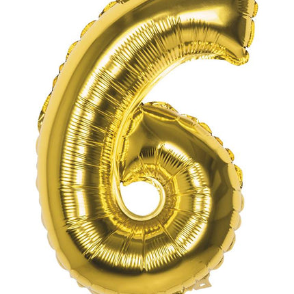 Feestbazaar Folieballon Cijfer '6' Goud 36cm