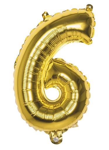 Feestbazaar Folieballon Cijfer '6' Goud 36cm