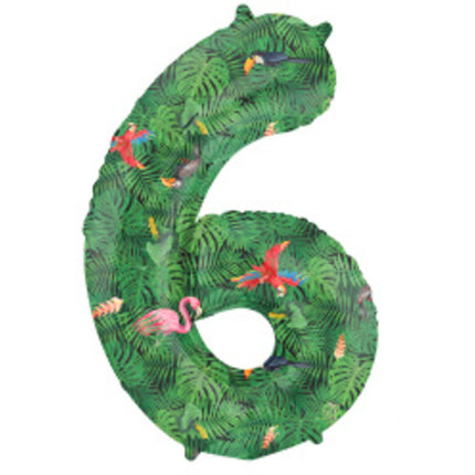 Feestbazaar Folieballon Cijfer 6 Jungle Print (86cm)