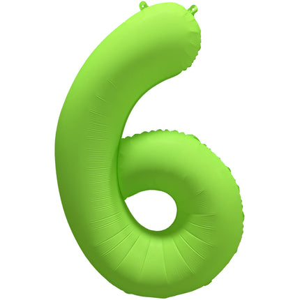 Feestbazaar Folieballon Cijfer 6 Neon Groen (86cm)