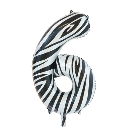 Feestbazaar Folieballon Cijfer 6 Zebra (86cm)